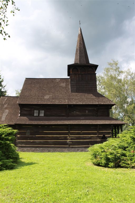 Dobříkov – kostel Všech Svatých , dřevěné kostely z podkarpatské Rusy Dobříkov – kostel Všech Svatých
