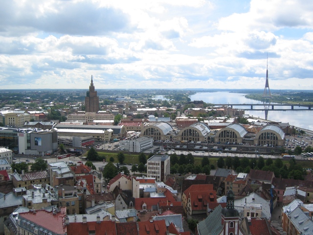 kostel Sv. Petra Riga výhled z kostela Sv.Petra